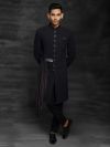 Designer Men's Indowestern Black Colour Imported Fabric.
