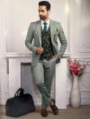 Graceful Green Colour Imported Fabric Mens Designer Suit.
