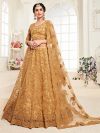 Net Fabric Wedding Lehenga Choli in Golden Colour.