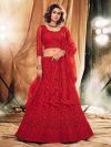 Red Colour Net Fabric Wedding Lehenga Choli.