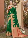 Green Colour Fabric Weaving Saree.