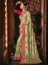 Pista Green Colour Silk Designer Saree.