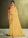 Yellow Colour Designer Saree in Tissue Fabric.