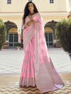 Pink Colour Silk Fabric Printed Saree.