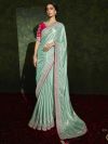 Turquoise Colour Silk Fabric Party Wear Saree.