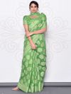 Green Colour Lucknowi,Silk Fabric Saree.