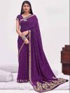 Silk Fabric Designer Saree Purple Colour.