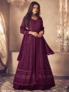 Wine Colour Party Wear Salwar Suit in Georgette Fabric.