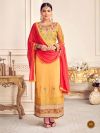 Yellow Palazzo Salwar Suit in Georgette Fabric.