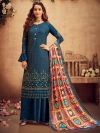 Blue Colour Chiffon Fabric Designer Salwar Suit.