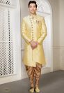Golden Colour Brocade Fabric Men's Indowestern.