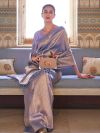 Purple Zari Woven Handloom Silk Saree