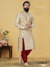 Cream Colour Stylish Designer Kurta Pajama in Dupion Silk Fabric.