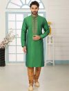 Banarasi Silk Men's Kurta Pajama in Green Colour.