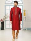 Maroon Colour Banarasi Silk Indian Designer Kurta Pajama.