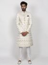 Cream Colour Lucknowi,Silk Fabric Indian Designer Sherwani.