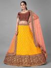 Yellow Colour Net Fabric Indian Wedding Lehenga Choli.