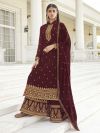 Maroon Colour Georgette Fabric Designer Salwar Suit.