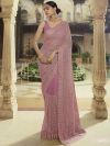 Purple Colour Net Fabric Designer Sarees.