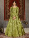 Silk Designer Gown Green Colour.