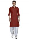 Maroon Colour Cotton Fabric Mens Pathani Kurta Pajama.