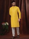 Yellow Colour Designer Kurta Pajama in Cotton Fabric.