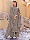 Grey Colour Palazzo Salwar Suit in Viscose Fabric.
