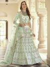 Green Colour Indian Designer Lehenga Choli in Crepe Fabric.