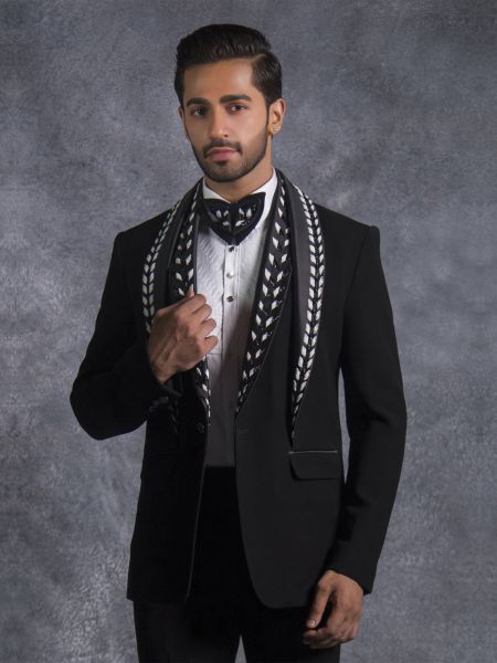 Black Tuxedo Suit For Mens With Double Lapel Style