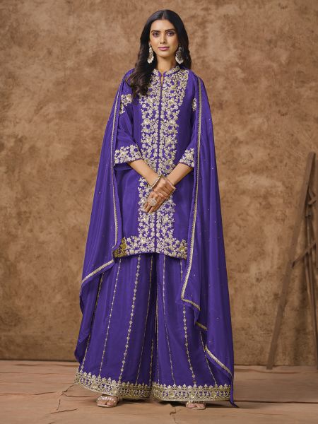 Voilet Purple Sequins Embellished Salwar Suit