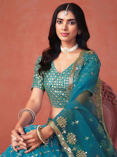 Blue Bridesmaid Shaded Lehenga Set In Georgette